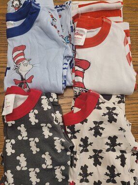 Hanna Andersson PJs Pajamas Lot / Bundle - 110 / 5 - Mickey MInnie Mouse Cat Hat